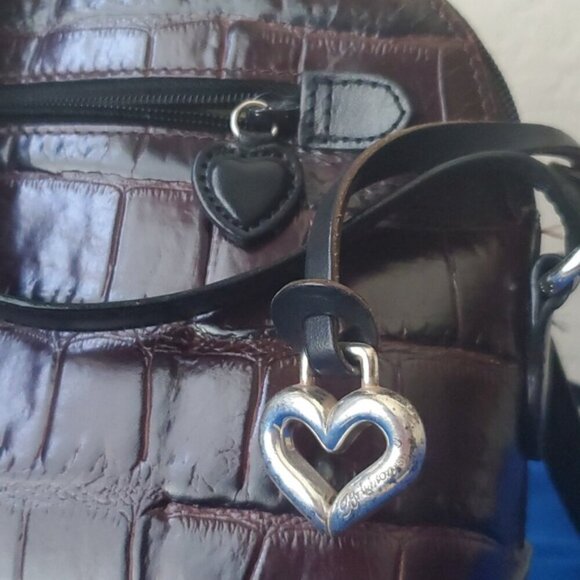 VTG Brighton Burgundy leather crocodile embossed shoulder bag - Picture 7 of 11